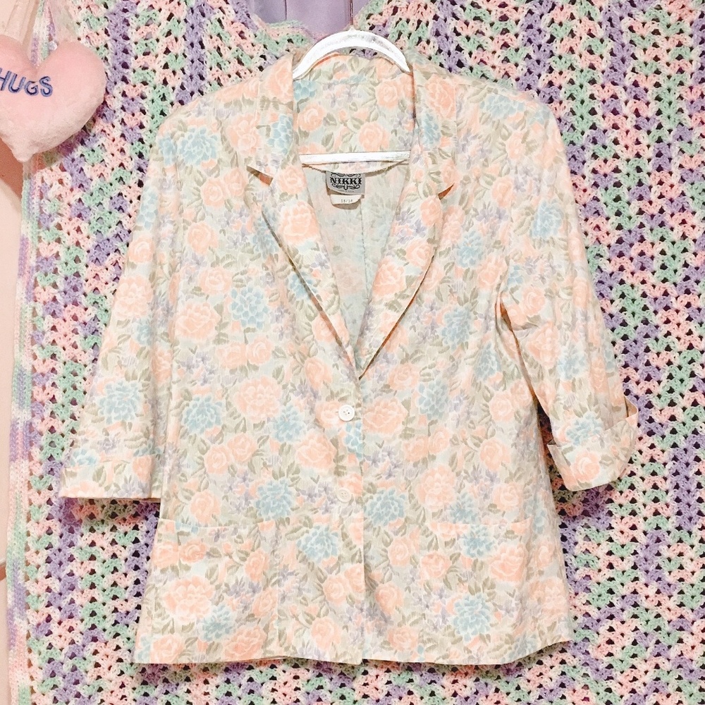 Vintage 80s Nikki Pastel Quarter Sleeve Blazer